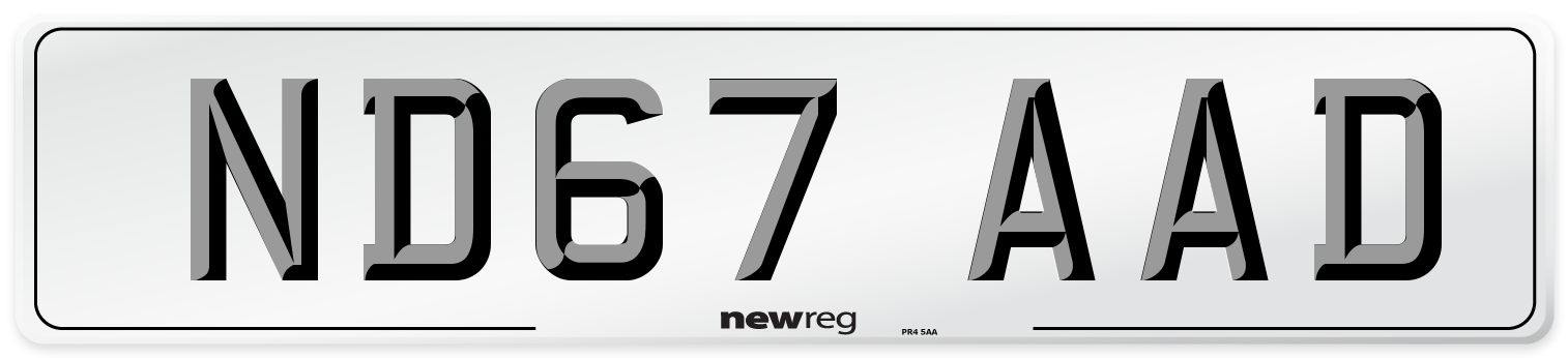 ND67 AAD Number Plate from New Reg